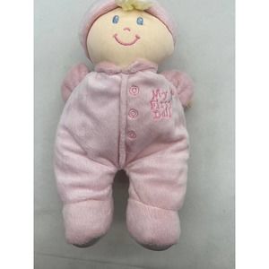 Animal Alley My First Doll Soft Pink Plush Blonde Girl Yellow Yarn Hair Blue Eye